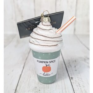 Pumpkin Spice Latte‎ 4.5" Ornament Robert Stanley Glass Foodie Christmas NEW
